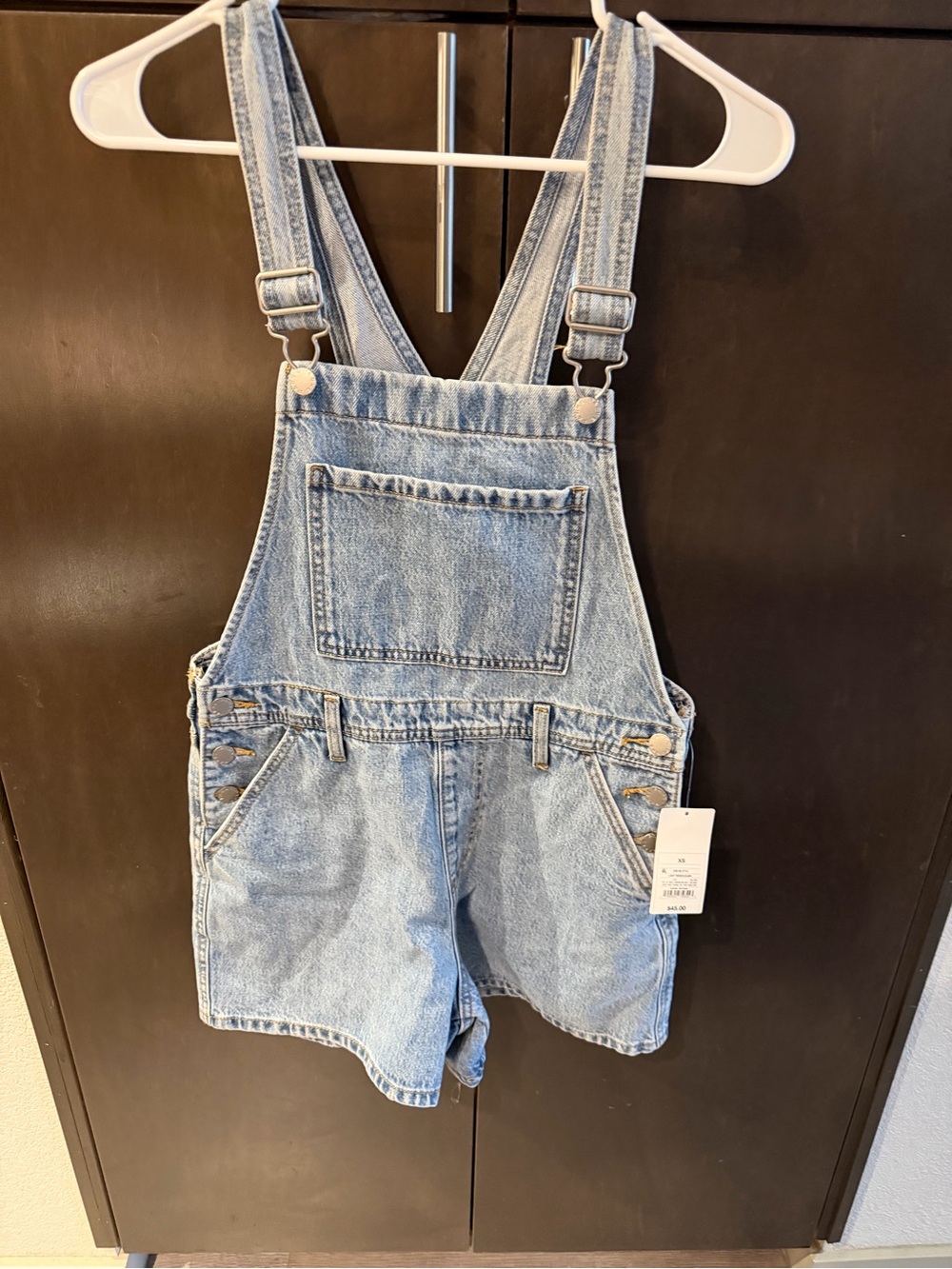 Light Wash Denim Short Overalls for Women
